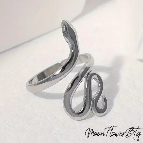 Snake Adjustable Cuff Ring – Serpent Wrap Design | Stainless Steel Adjustable - Picture 3 of 8